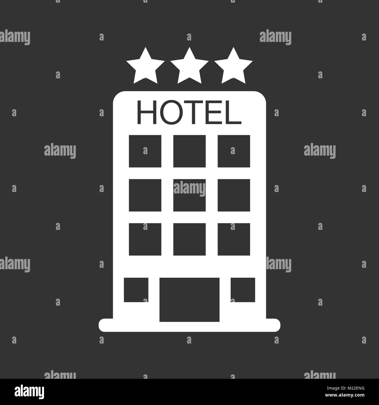 Icona Hotel isolato su sfondo nero. Semplice piatto pittogramma per business, marketing, internet concetto. Moderno e alla moda di simboli vettoriali per il web site des Illustrazione Vettoriale