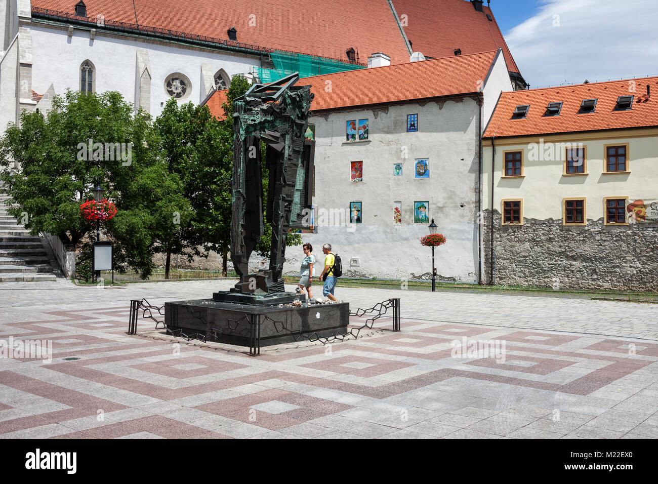 La Slovacchia, Bratislava, Rybne quadrato con il memoriale dell'Olocausto Foto Stock
