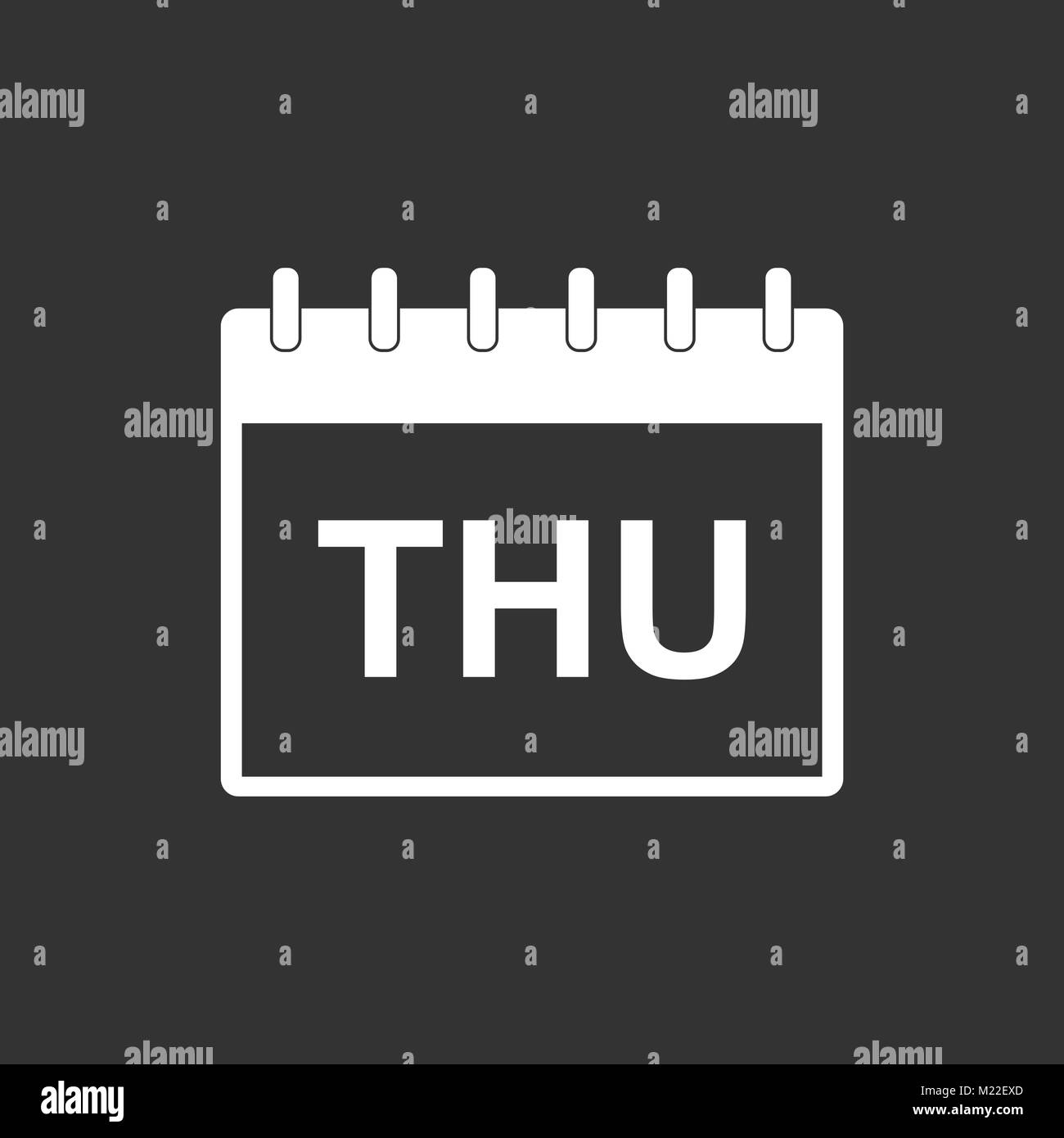 Giovedì calendario pagina icona pittogramma. Semplice piatto pittogramma per business, marketing, internet concetto su sfondo nero. Trendy moderno vettore symbo Illustrazione Vettoriale