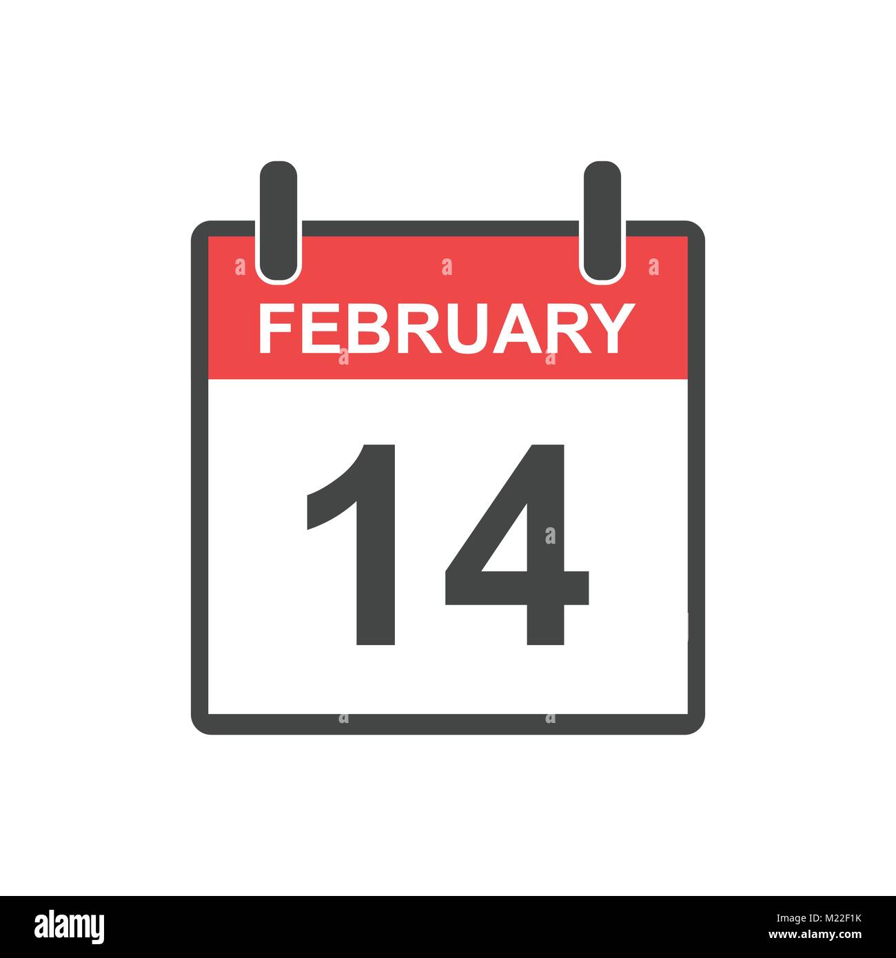 Febbraio 14 icona calendario. Illustrazione Vettoriale in stile appartamento. Il giorno di San Valentino il 14 febbraio. Illustrazione Vettoriale