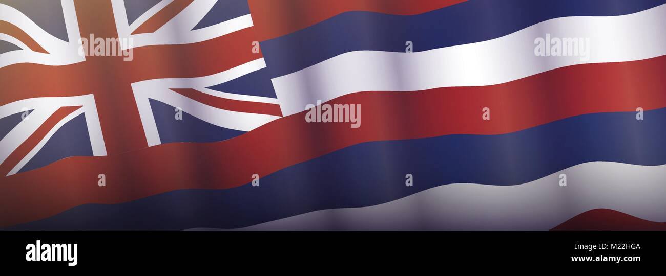L'Hawaii State flag sventolare nel vento Illustrazione Vettoriale