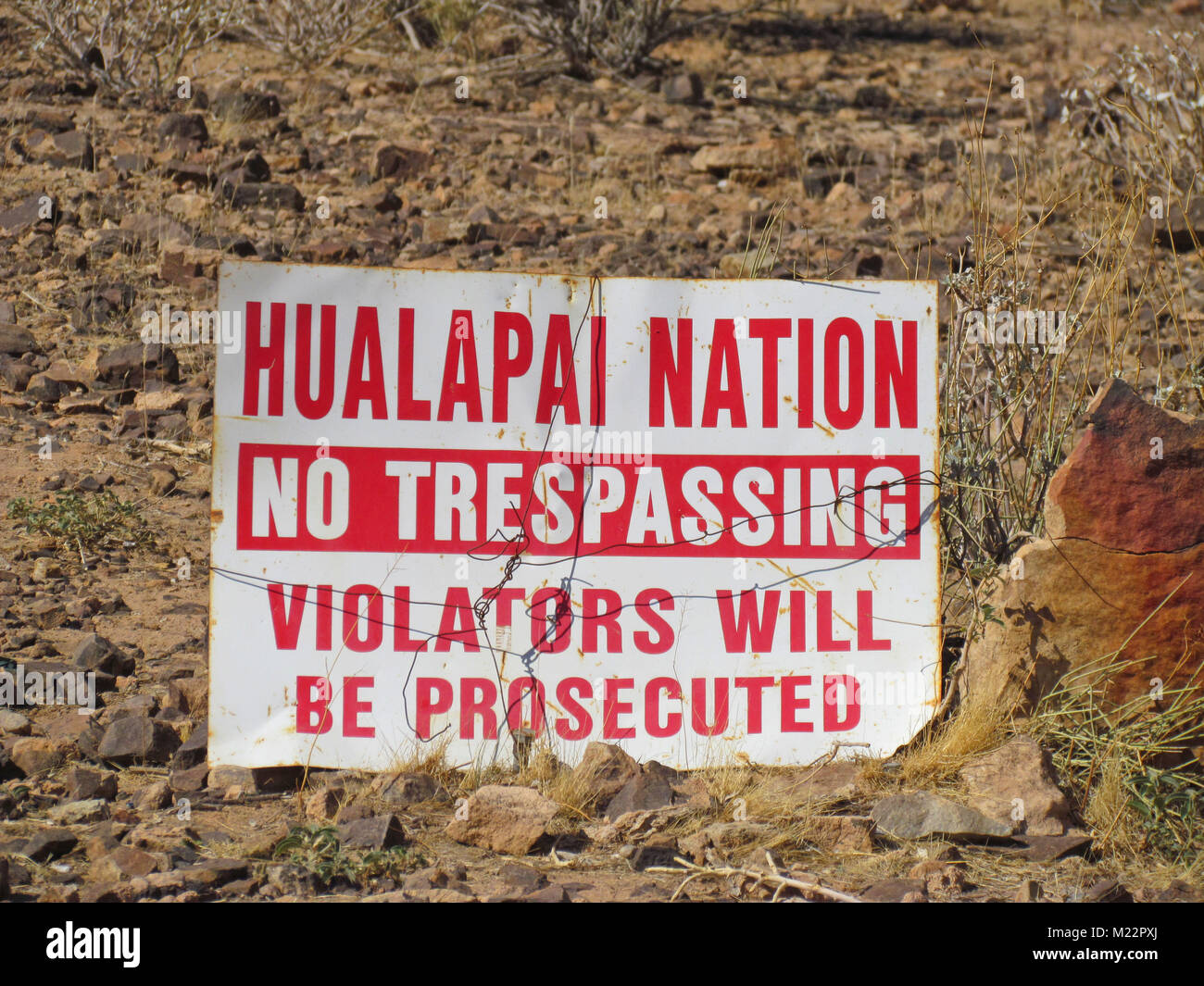 Nazione Hualapai nessun segno sconfinamenti trovato sul fondo del Grand Canyon, Arizona, Stati Uniti d'America Foto Stock