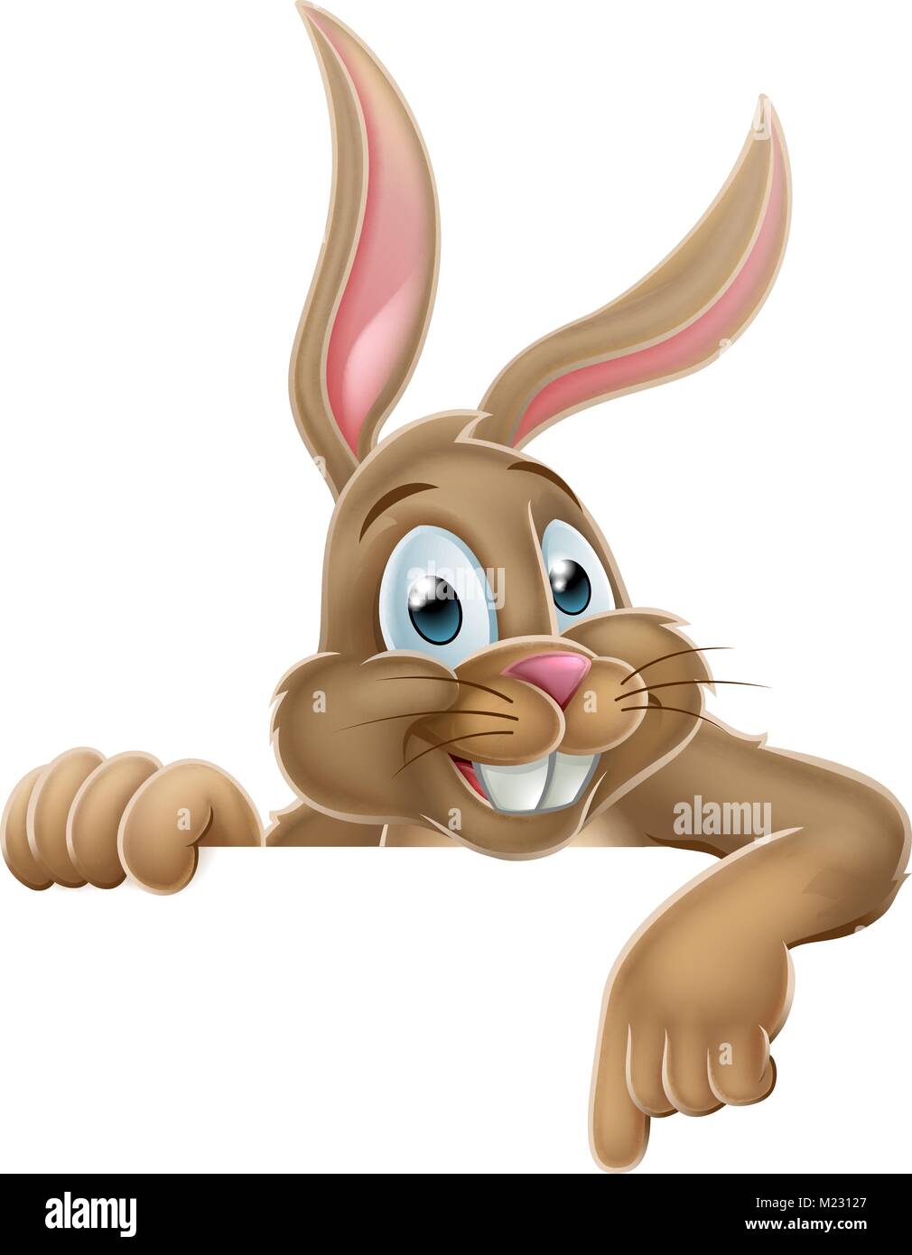 Coniglietto di pasqua coniglio Cartoon di puntamento segno Illustrazione Vettoriale