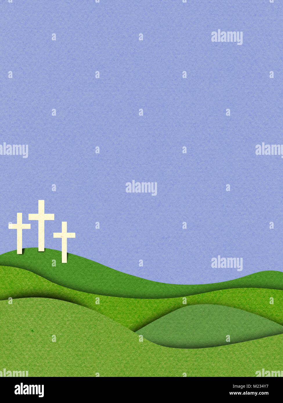 Trama 3d effetto craft Pasqua cristiana dello sfondo. Con copia spazio. Foto Stock