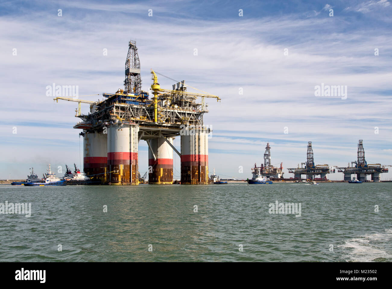 "Big Foot' Chevron Kiewit Offshore profondo oceano piattaforma, il petrolio e il gas naturale attrezzatura di trivella, Port Aransas. Foto Stock