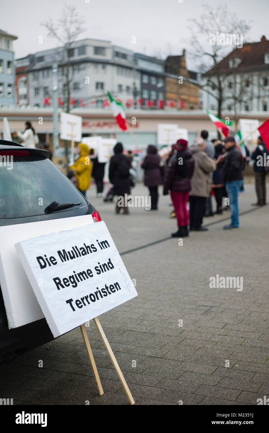 Protesta contro il mullah in Iran Stephanplatz Karlsruhe Baden-Württemberg, Germania Foto Stock
