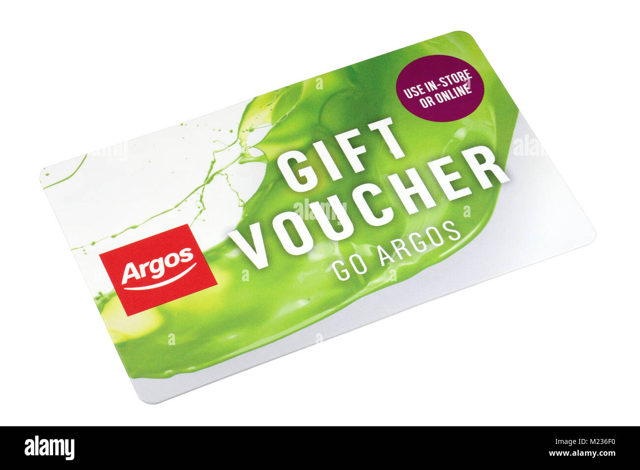 Argos Gift Voucher isolato su uno sfondo bianco Foto Stock