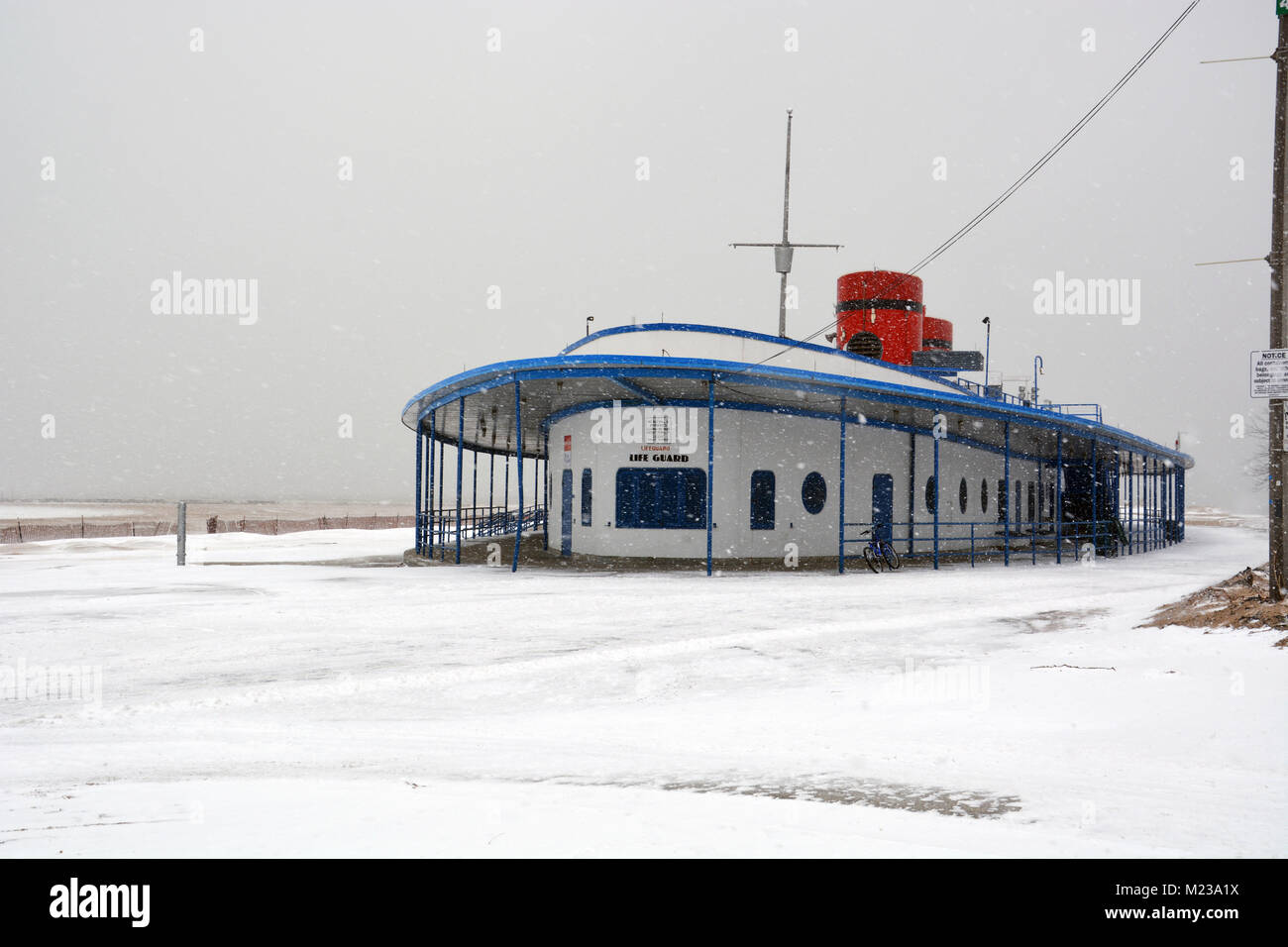 Chicago North Avenue Beah casa in inverno. Foto Stock