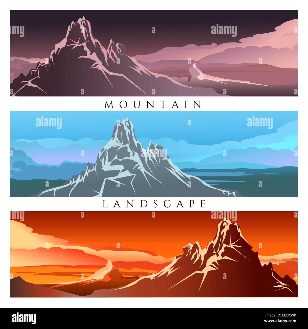 Serie di paesaggi di montagna . Illustrazione Vettoriale Illustrazione Vettoriale
