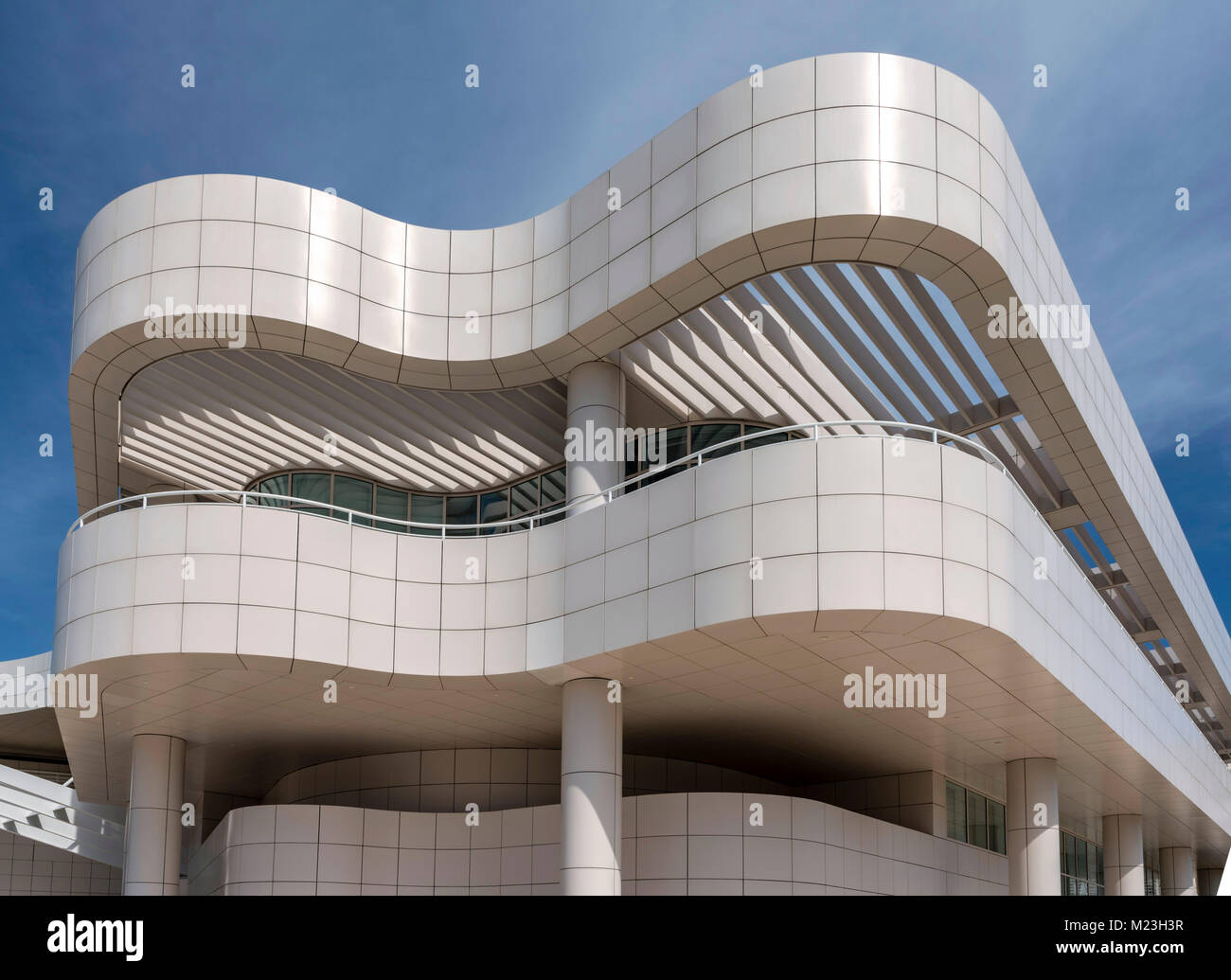 Facciata del Centro Getty Museum di Los Angeles in California Foto Stock