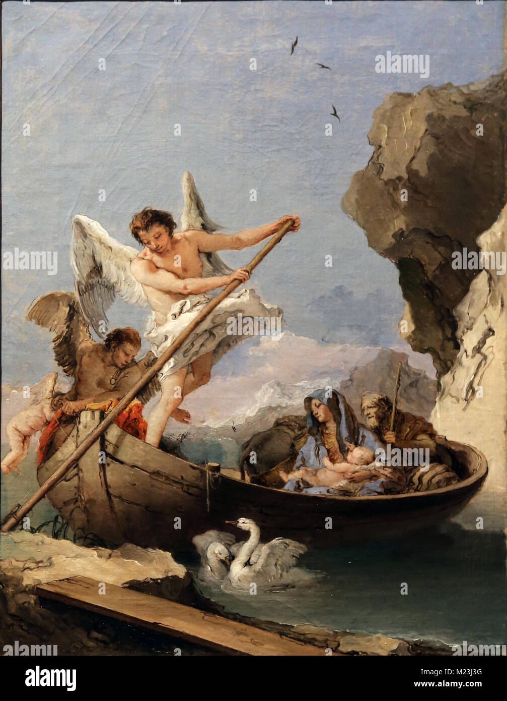 Fuga in Egitto di Giambattista Tiepolo (1696-1770). Olio su tela. Dipinto fra il 1765 e il 1770. Il Museu Nacional de Arte Antiga. Foto Stock