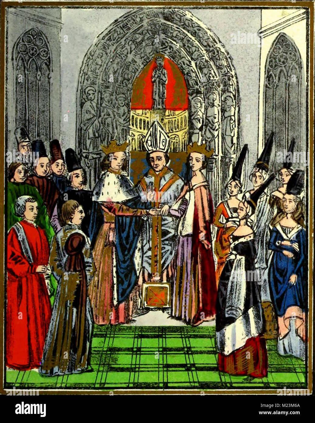 Il matrimonio del Re Luigi il figlio del duca di Anjou per la figlia del re Pietro di Arragon Foto Stock