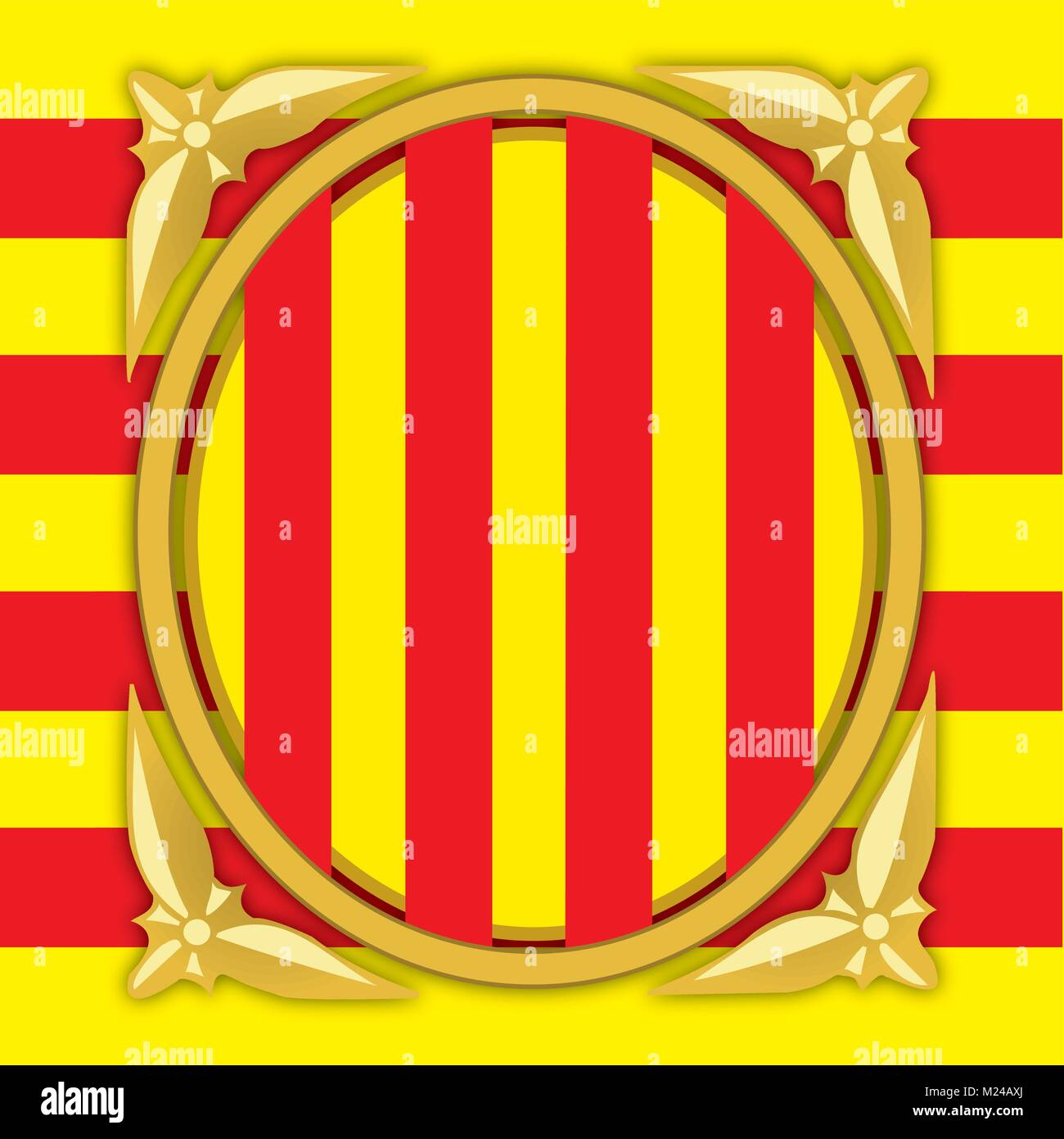 Catalonia stemma e bandiera, simboli della regione Illustrazione Vettoriale