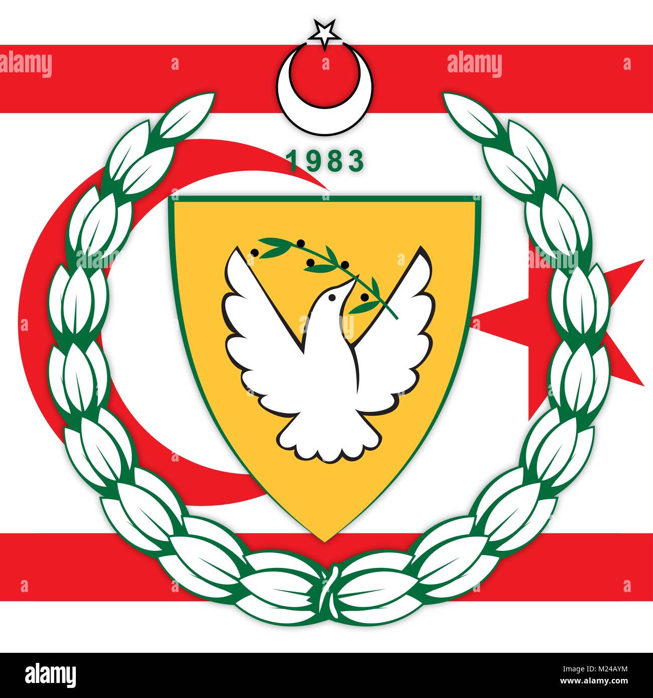 Cipro Nord stemma e bandiera, simboli ufficiali della nazione Illustrazione Vettoriale