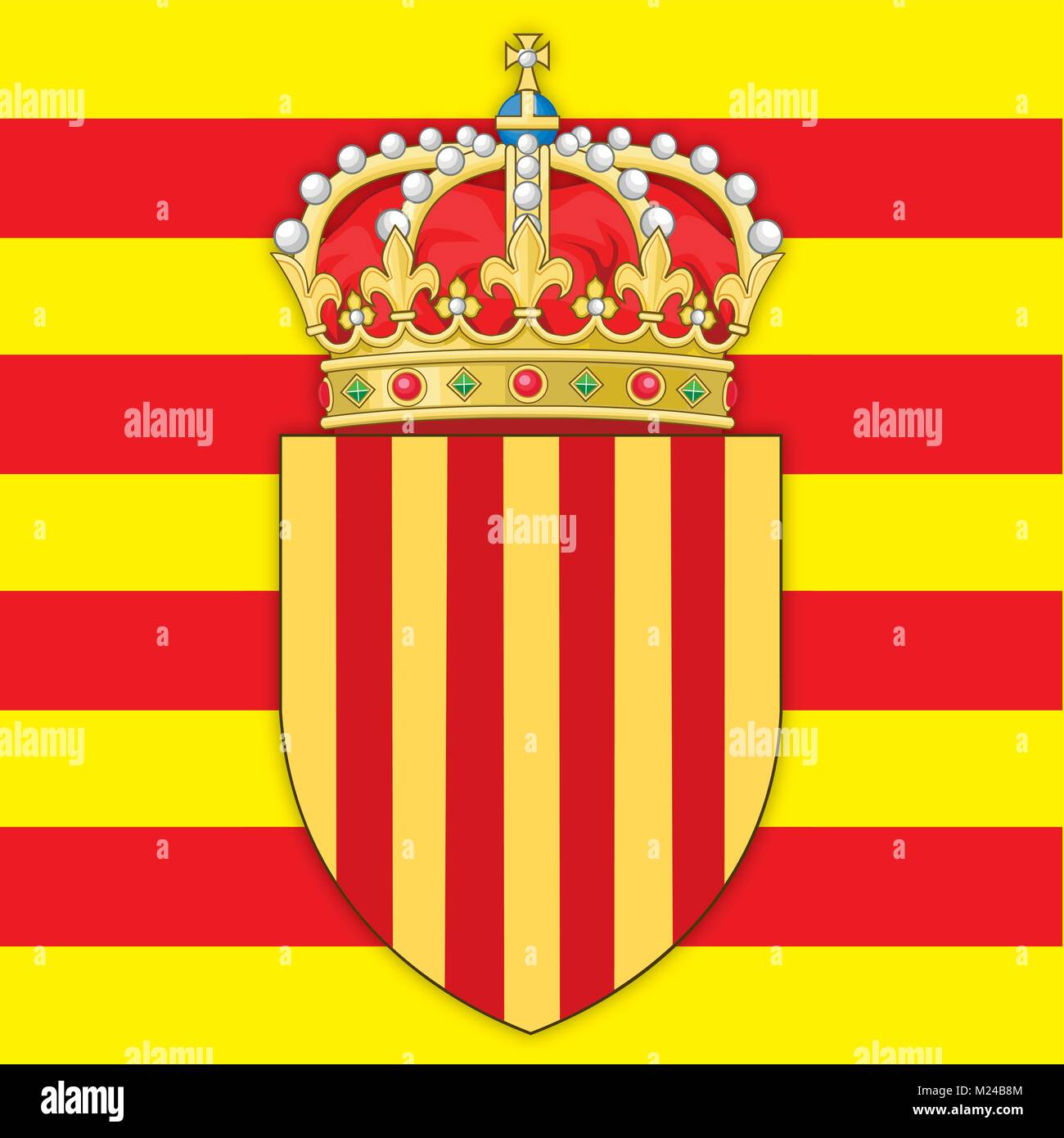 Catalonia stemma e bandiera, simboli della regione Illustrazione Vettoriale