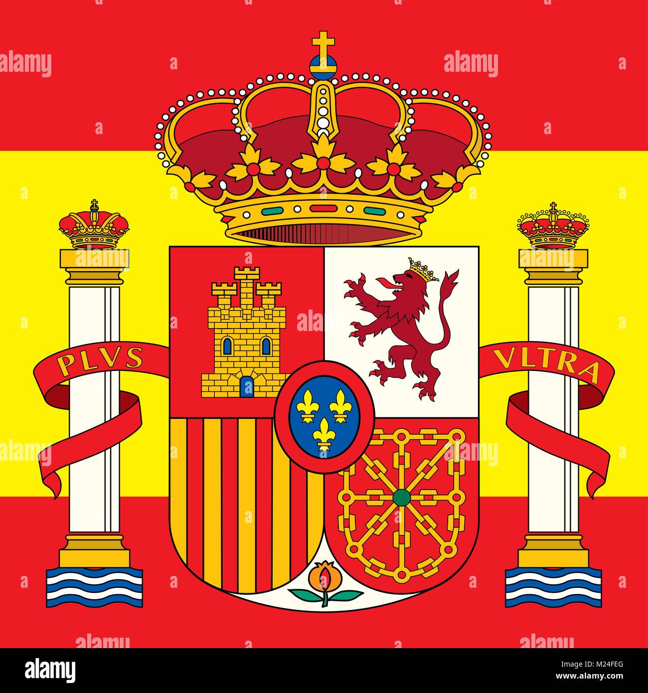 Spagna stemma e bandiera, simboli ufficiali della nazione Immagine e  Vettoriale - Alamy