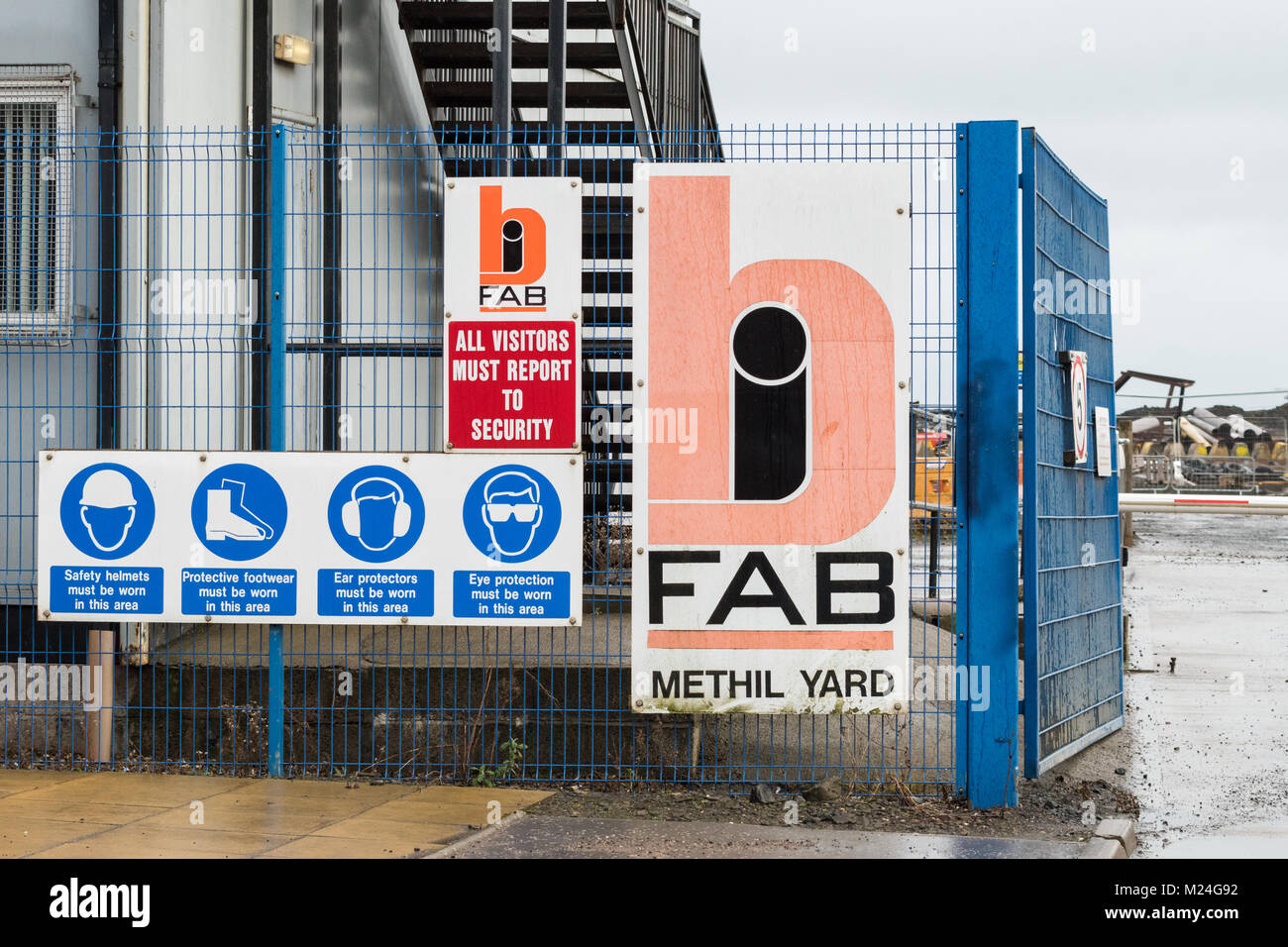 BiFab - Burntisland Fabrications Winchester Burntisland cantiere, Fife, Scozia - fabbricazione di sub-giacche di mare Foto Stock