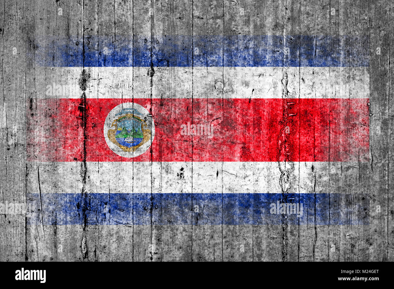 Costa Rica bandiera dipinta su una texture di sfondo di cemento grigio Foto Stock