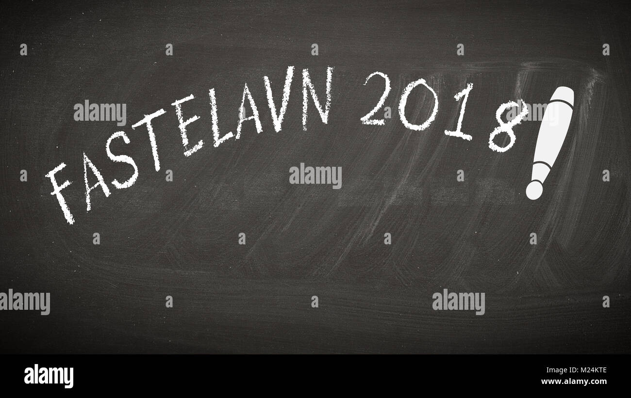 Grungy chalkboard texture con Fastelavn e bat, danese carnevale sfondo concept Foto Stock