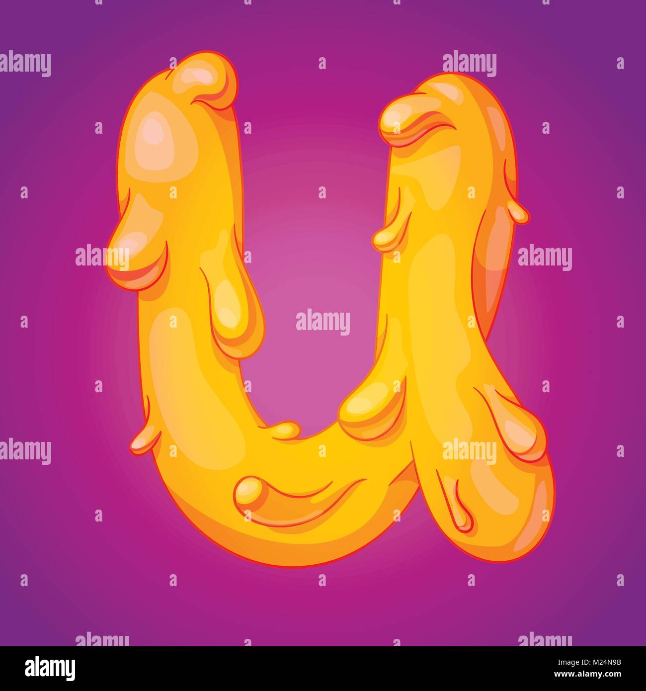 Fuso alfabeto slicky lettera U realistico cartoon illustrazione vettoriale Illustrazione Vettoriale