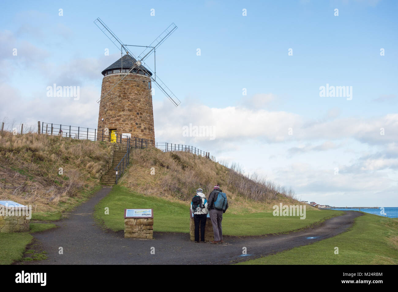 St Monan il mulino a vento, Fife, Scozia, Regno Unito Foto Stock