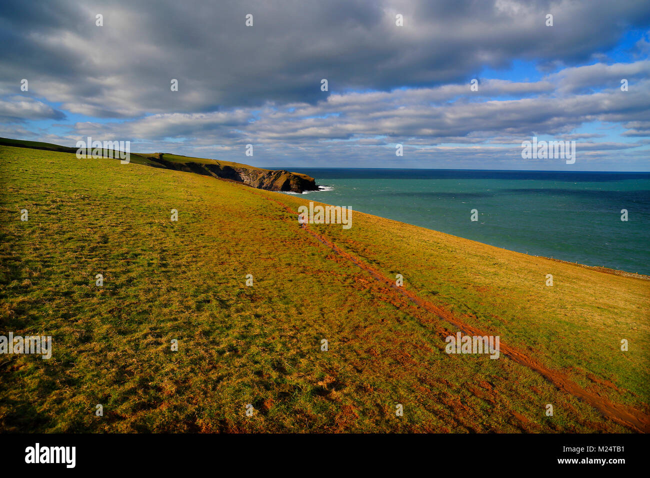 La costa vicino a Port Isaac in North Cornwall, Regno Unito, in un freddo giorno di febbraio. Foto Stock