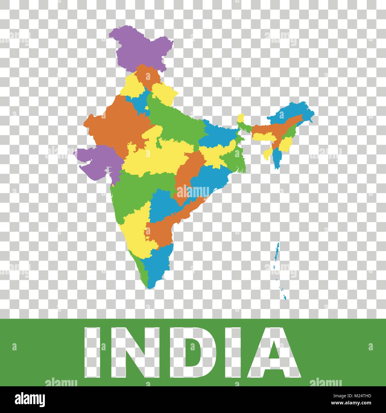 India mappa con gli stati federali. Vettore di Piana Illustrazione Vettoriale