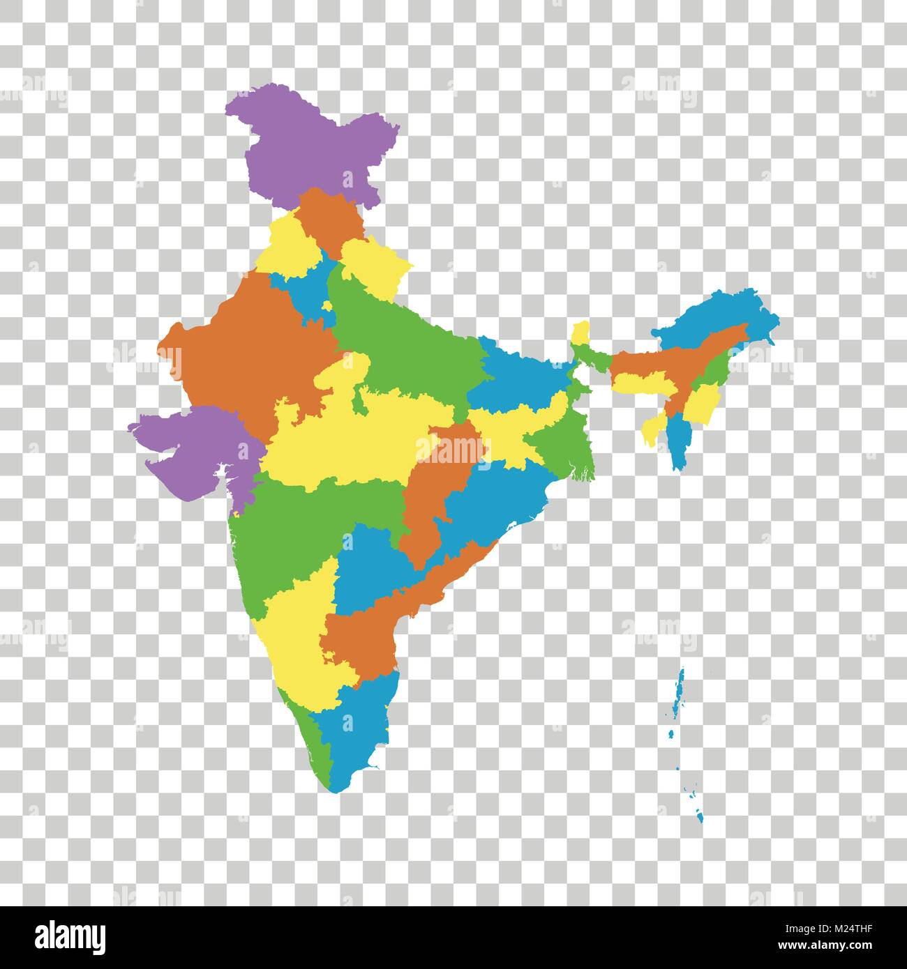 India mappa con gli stati federali. Vettore di Piana Illustrazione Vettoriale