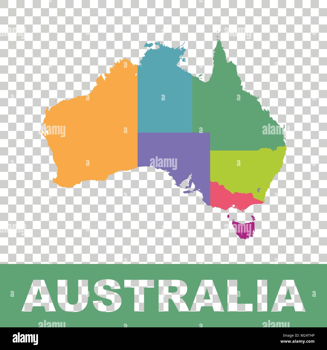 Australia mappa colore con le regioni. Piatto di vettore Illustrazione Vettoriale