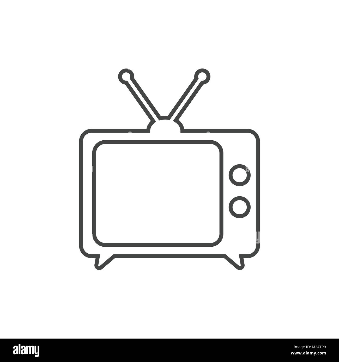 Icona Tv illustrazione vettoriale in stile di linea isolato su sfondo bianco. Simbolo della televisione per la progettazione di un sito web, il logo, app, ui. Illustrazione Vettoriale