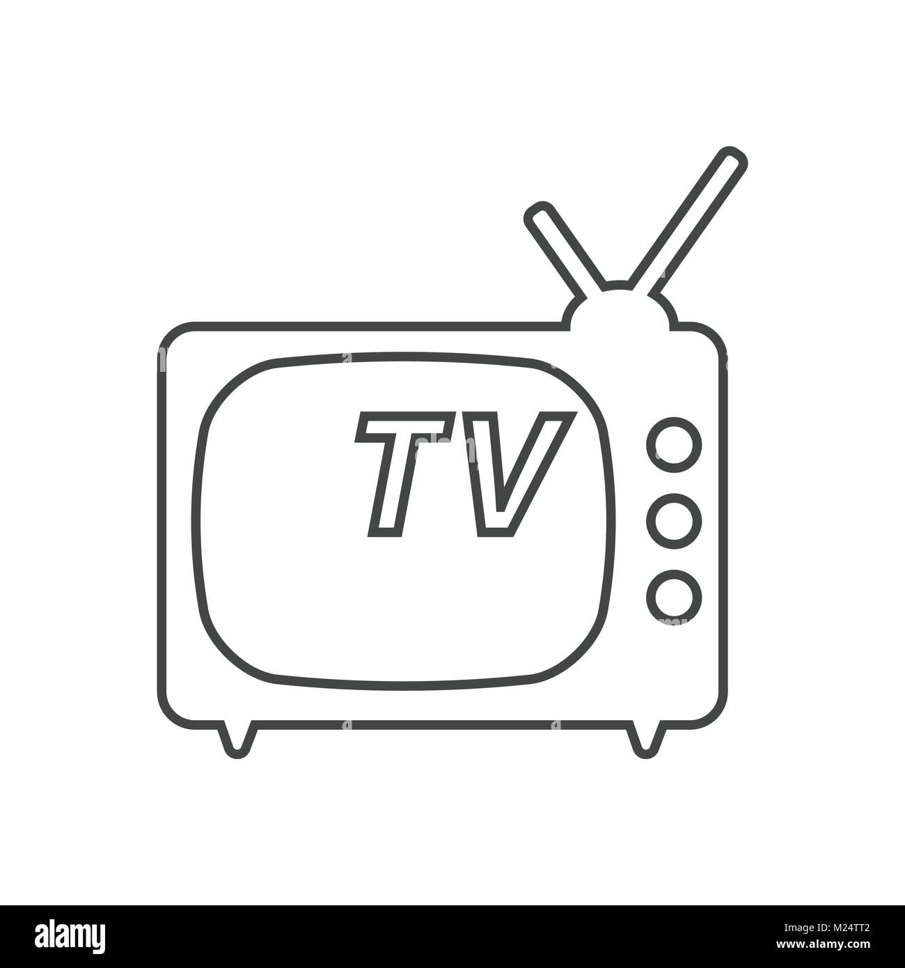 Icona Tv illustrazione vettoriale in stile di linea isolato su sfondo bianco. Simbolo della televisione per la progettazione di un sito web, il logo, app, ui. Illustrazione Vettoriale