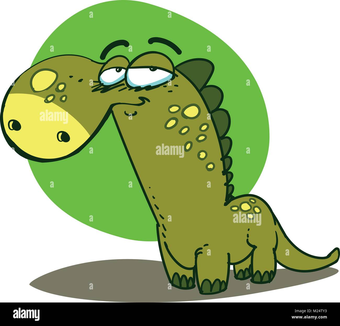 Funny cartoon dinosaur cercando di noi Illustrazione Vettoriale