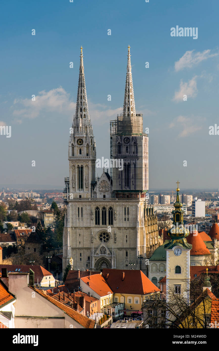 Cattedrale dell Assunzione di Maria o Zagrebacka katedrala, Zagabria, Croazia Foto Stock