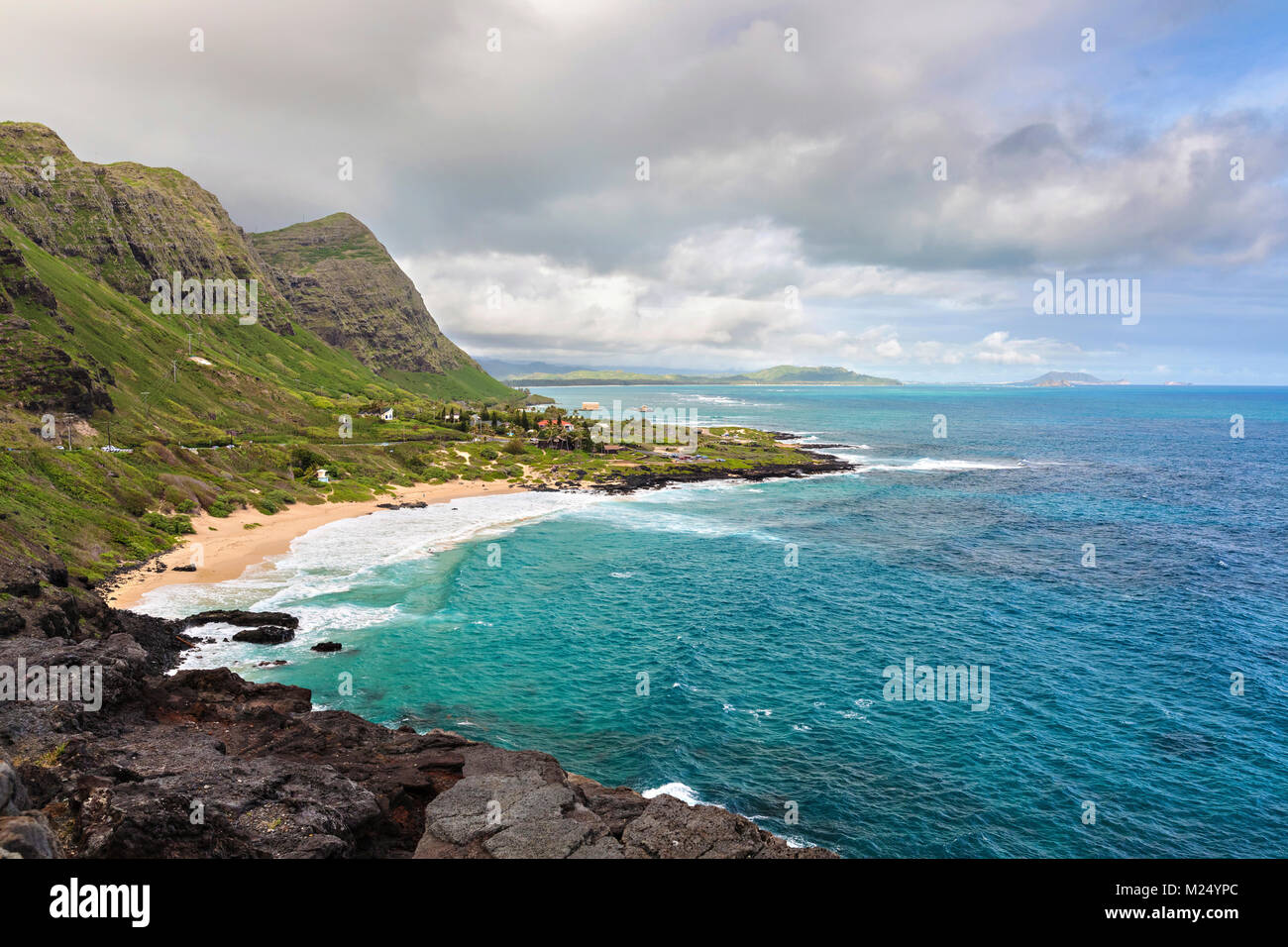 Vista da Makapuu Lookout, Kalanianaole autostrada, Waimanalo, HI, STATI UNITI D'AMERICA Foto Stock