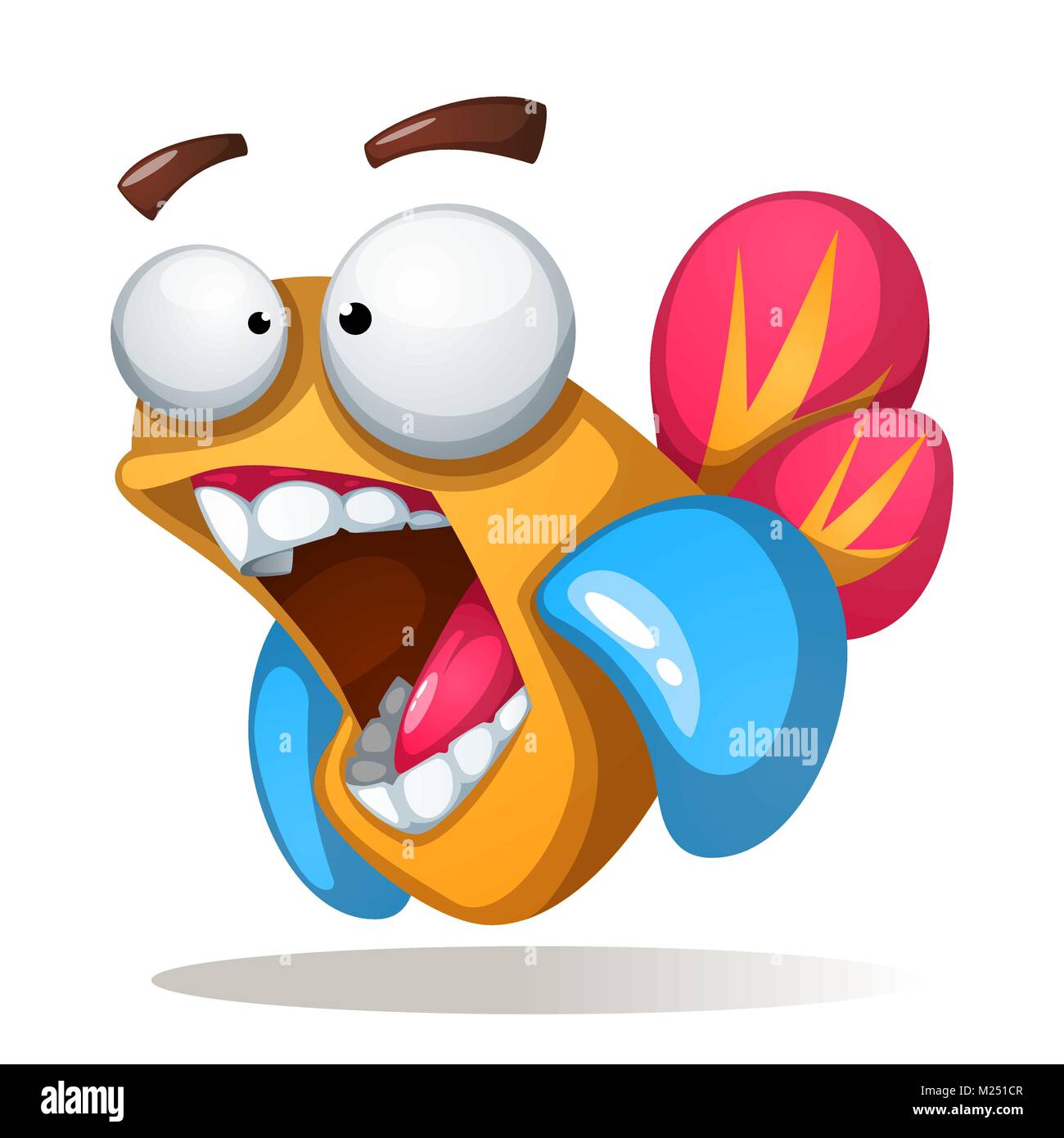 Crazy, funne, Cartoon carino il pesce. Illustrazione Vettoriale