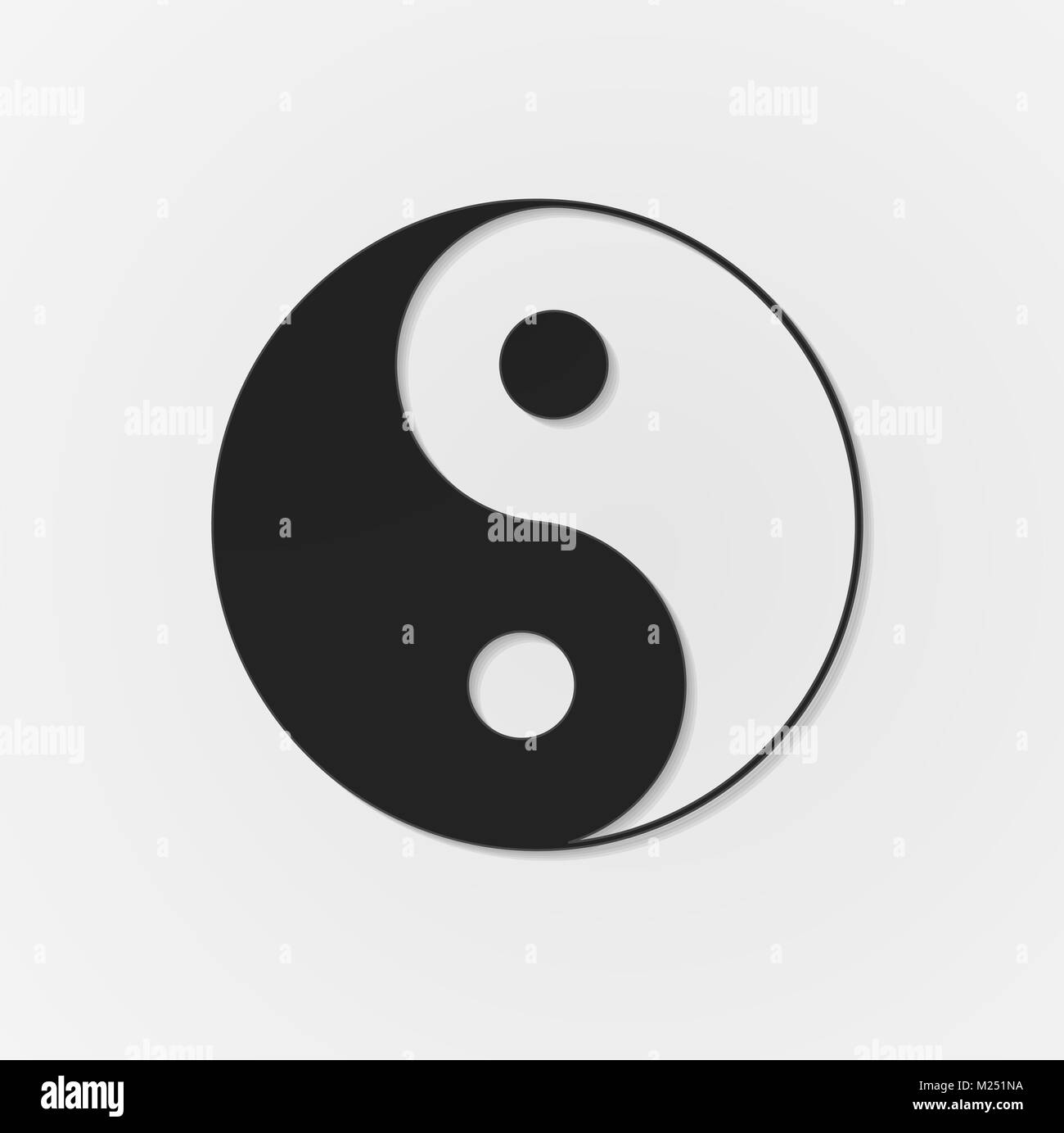 Carta nera tagliare yin yang simbolo di armonia Illustrazione Vettoriale