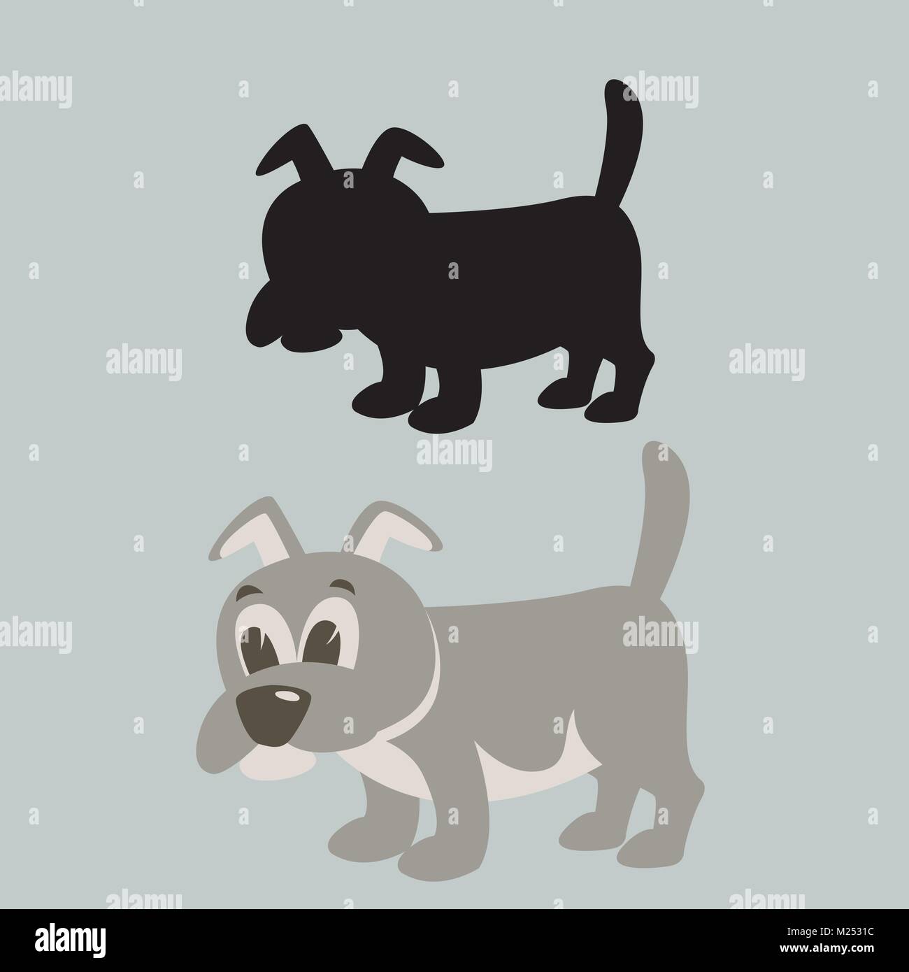 Dog cartoon illustrazione vettoriale in stile appartamento silhouette nera Illustrazione Vettoriale