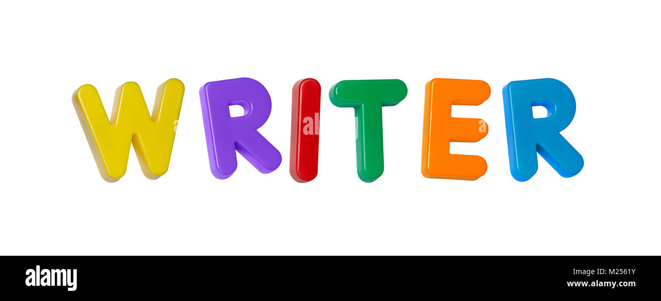 La parola "scrittore" costituita da plastica colorata lettere Foto Stock