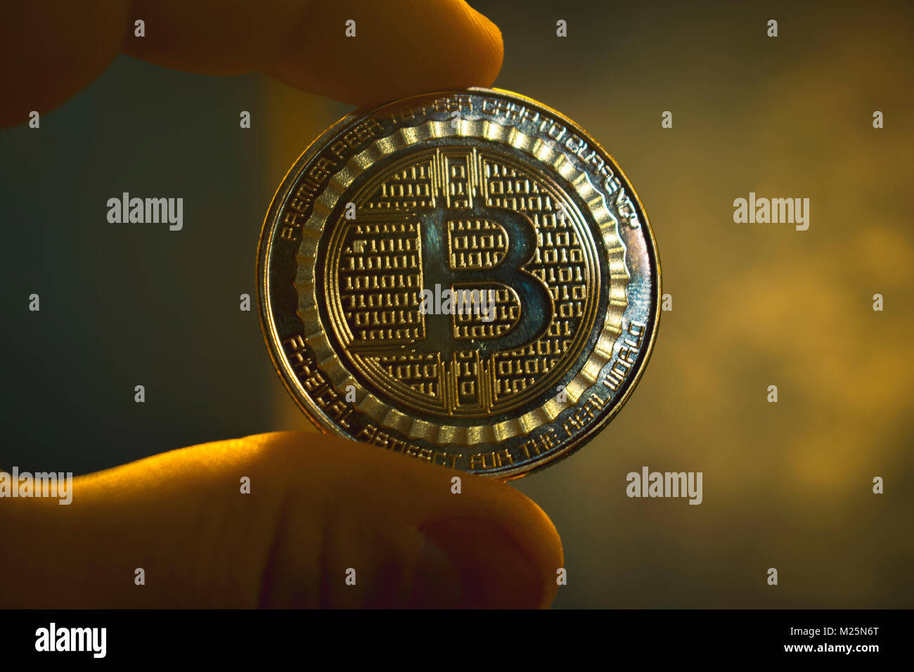 Bitcoin medaglia d oro, cryptocurrency concetto, bitcoin concetto di mercato, prezzo cryptocoins Foto Stock