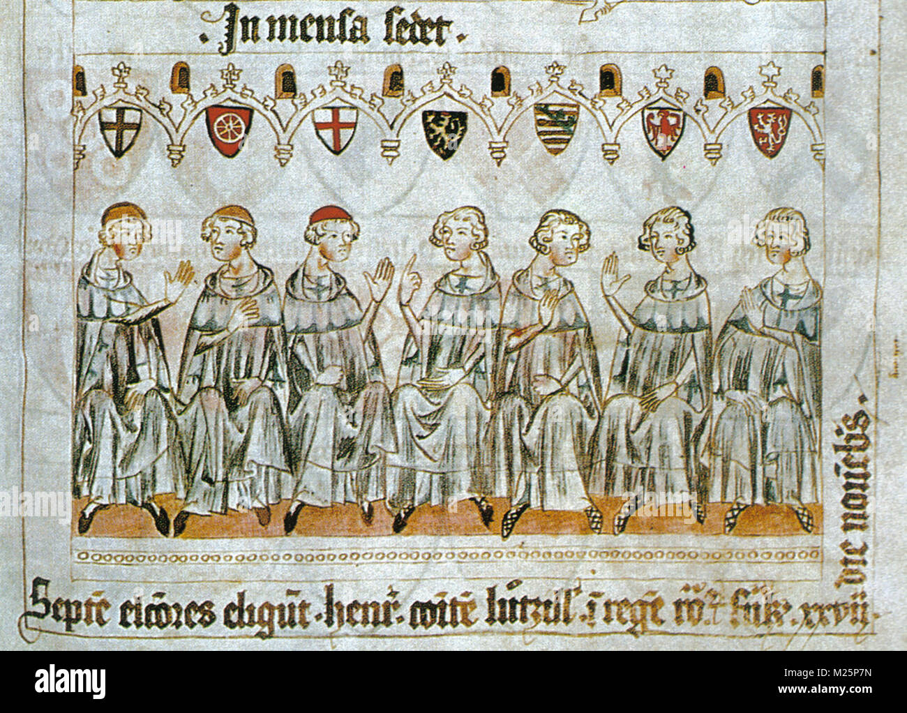 Sette elettori eleggere Enrico VII Imperatore del Sacro Romano Impero Foto Stock