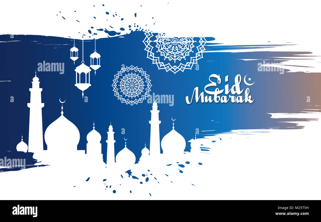 Festa islamica Eid Mubarak Modello di background design in stile astratto Foto Stock