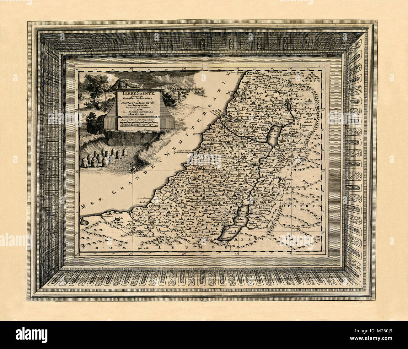 Mappa storica di Israele circa 1729. Foto Stock
