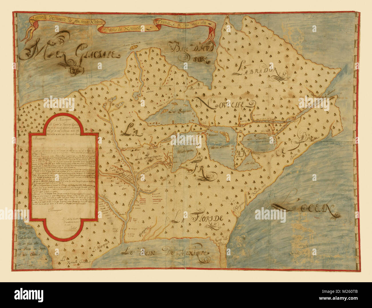 Mappa storica del Nord America circa 1673 Foto Stock