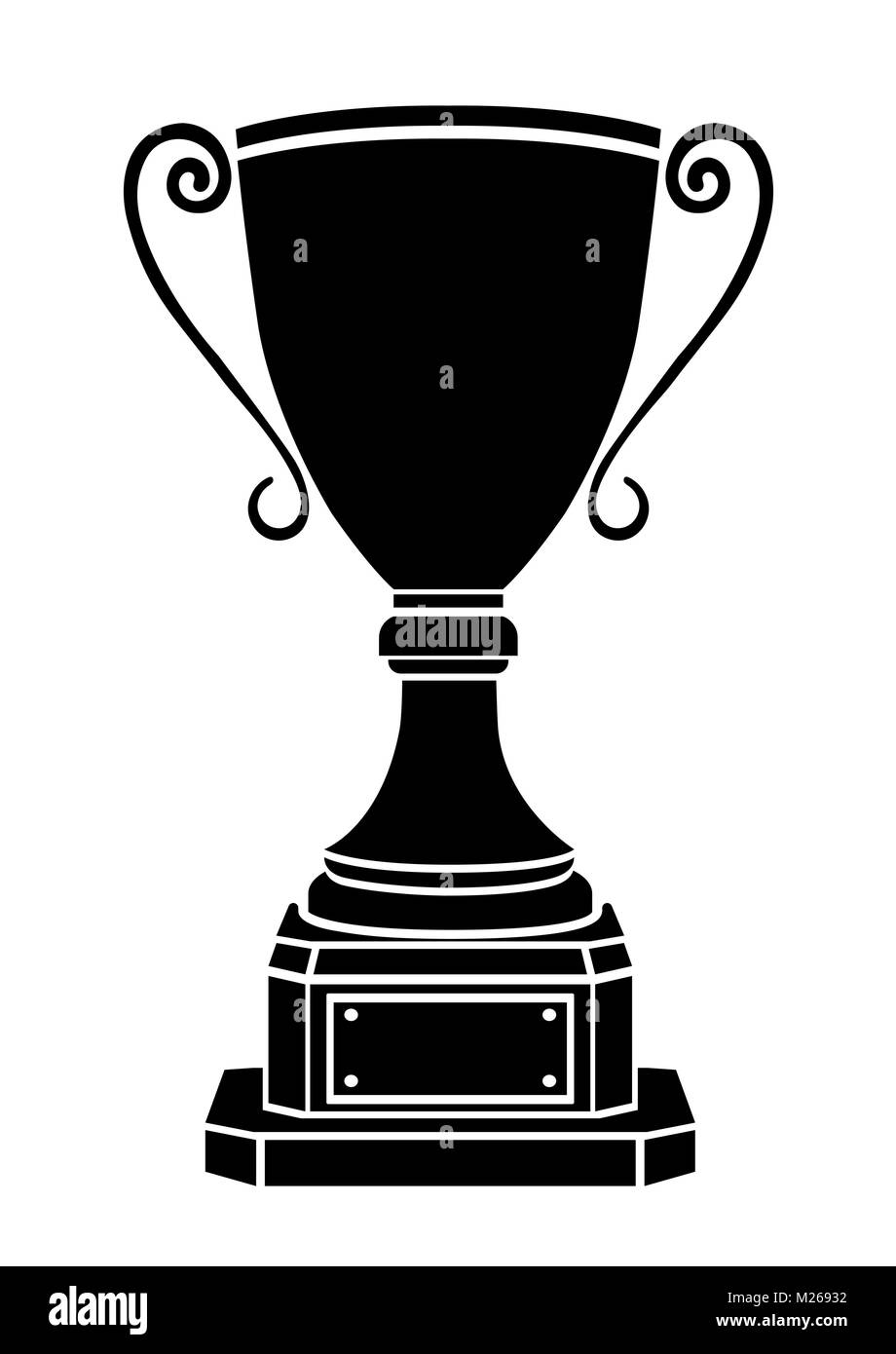 Vincitore della Coppa icona Vettore, logo, segno, emblema, premio calice nominale, silhouette isolati su sfondo bianco Illustrazione Vettoriale