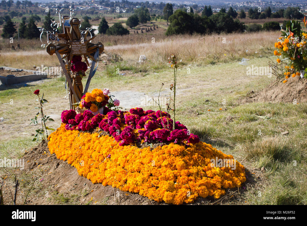 TLAXCALA, Messico - 1 novembre un messicano tradizionale tomba decorata con  Cempasuchil (Calendula) fiori durante la celebrazione annuale della  Giornata di th Foto stock - Alamy