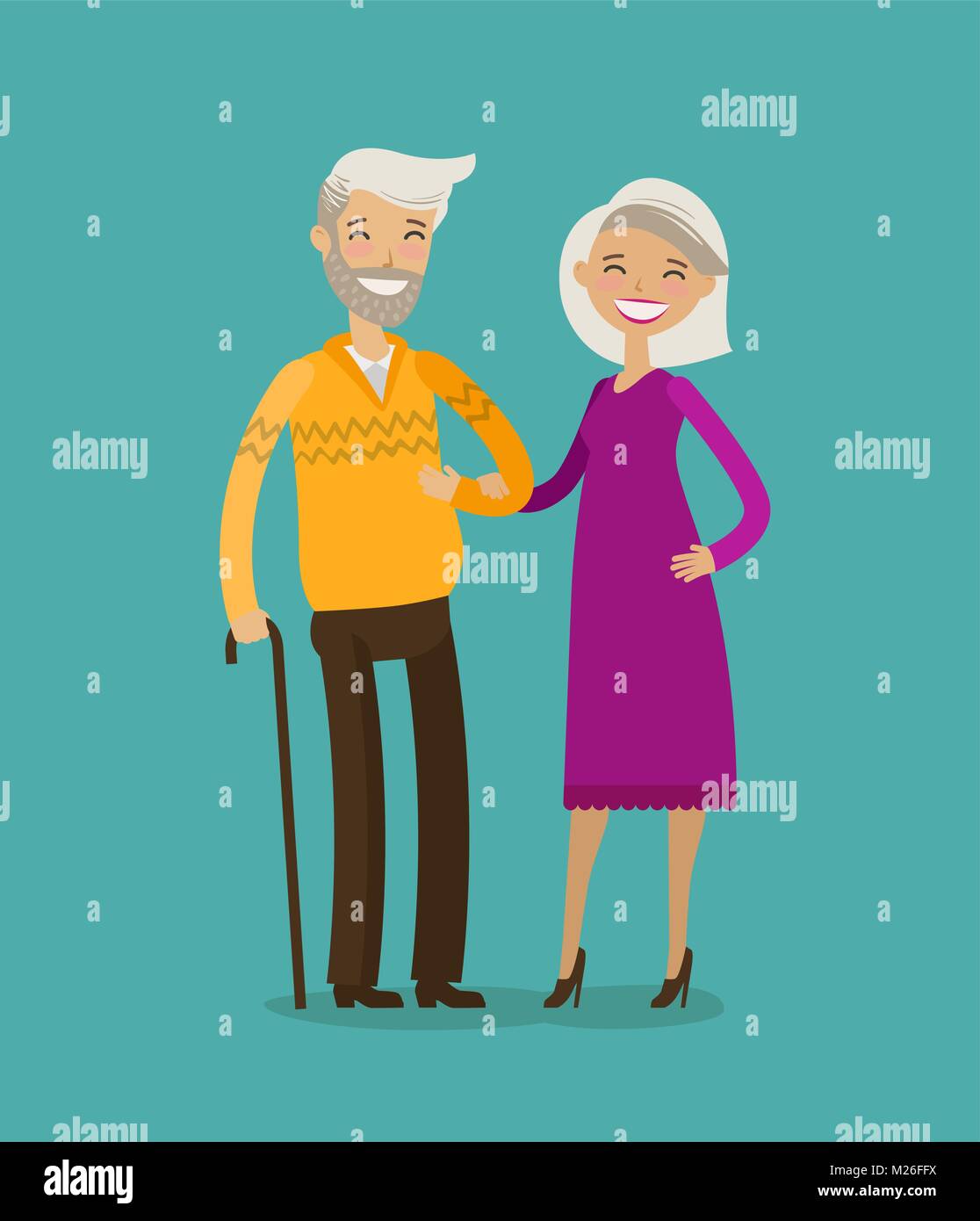 Felice di anziani o pensionati. Fumetto illustrazione vettoriale Illustrazione Vettoriale