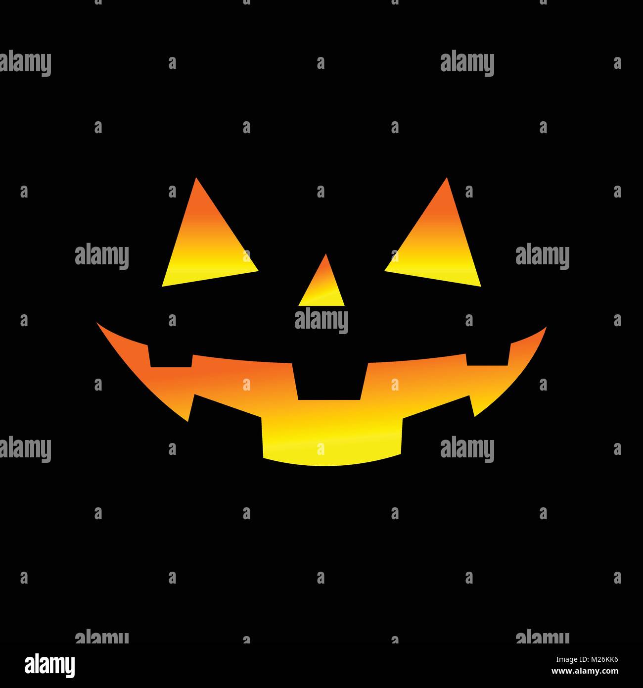 Luci di zucca Jack O Lantern Halloween Profilo Vector Graphic Design Sfondo nero Illustrazione Vettoriale