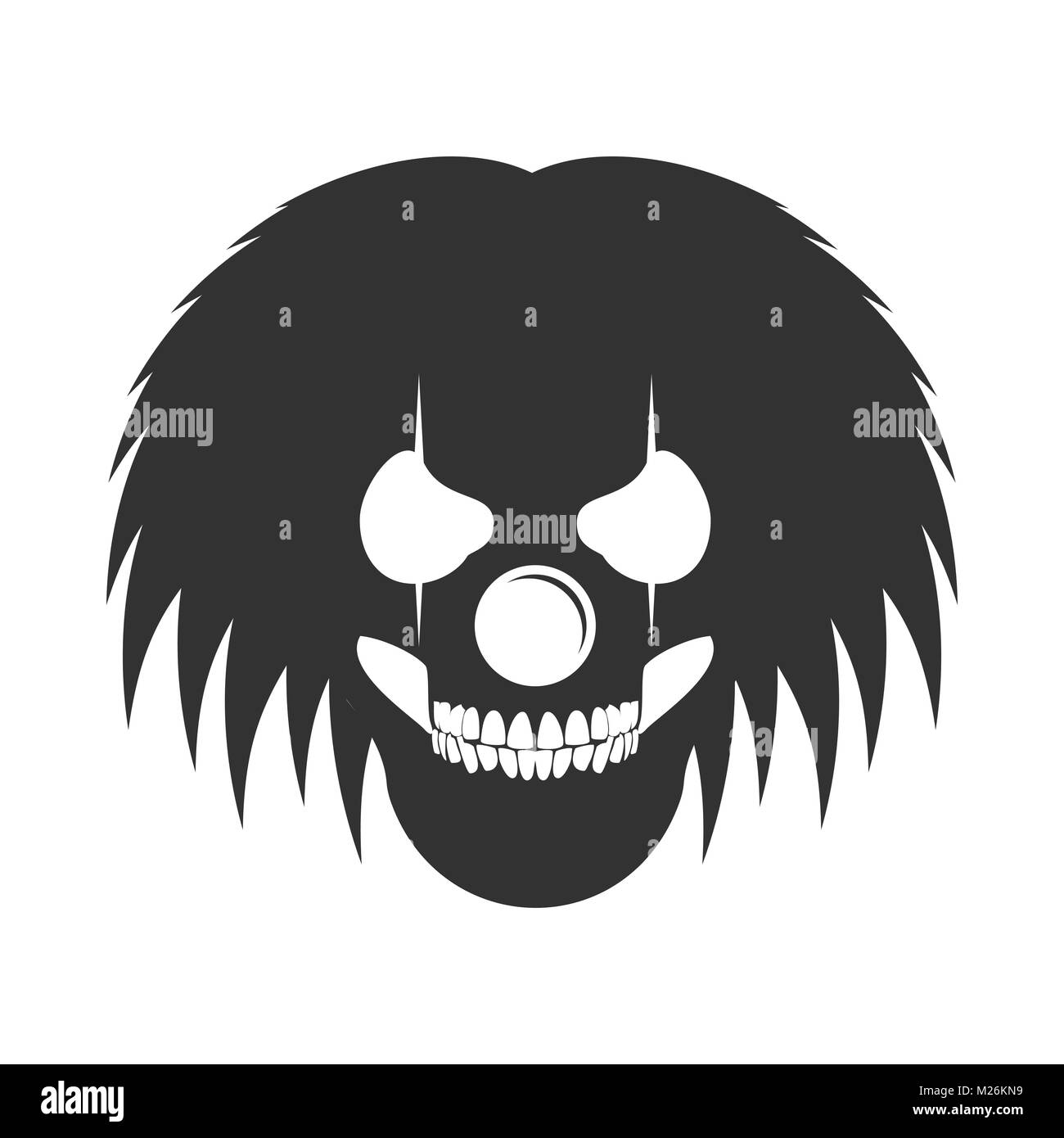 Clowny disordinati capelli testa cranio simbolo Logo Vector Graphic Design Illustrazione Vettoriale