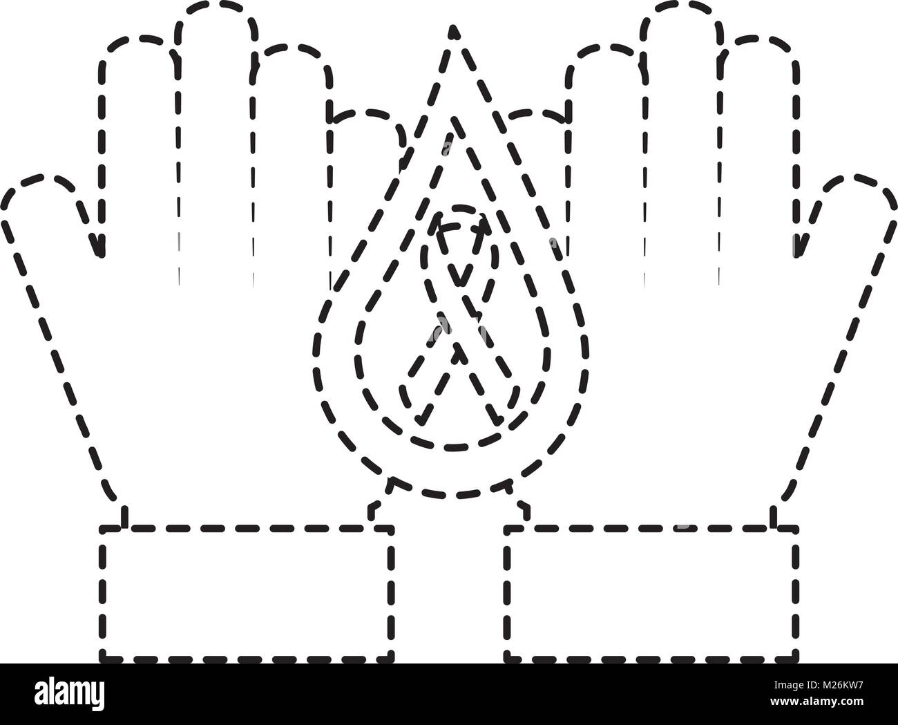 Le mani con il sangue di caduta e nastro emofilia care Illustrazione Vettoriale