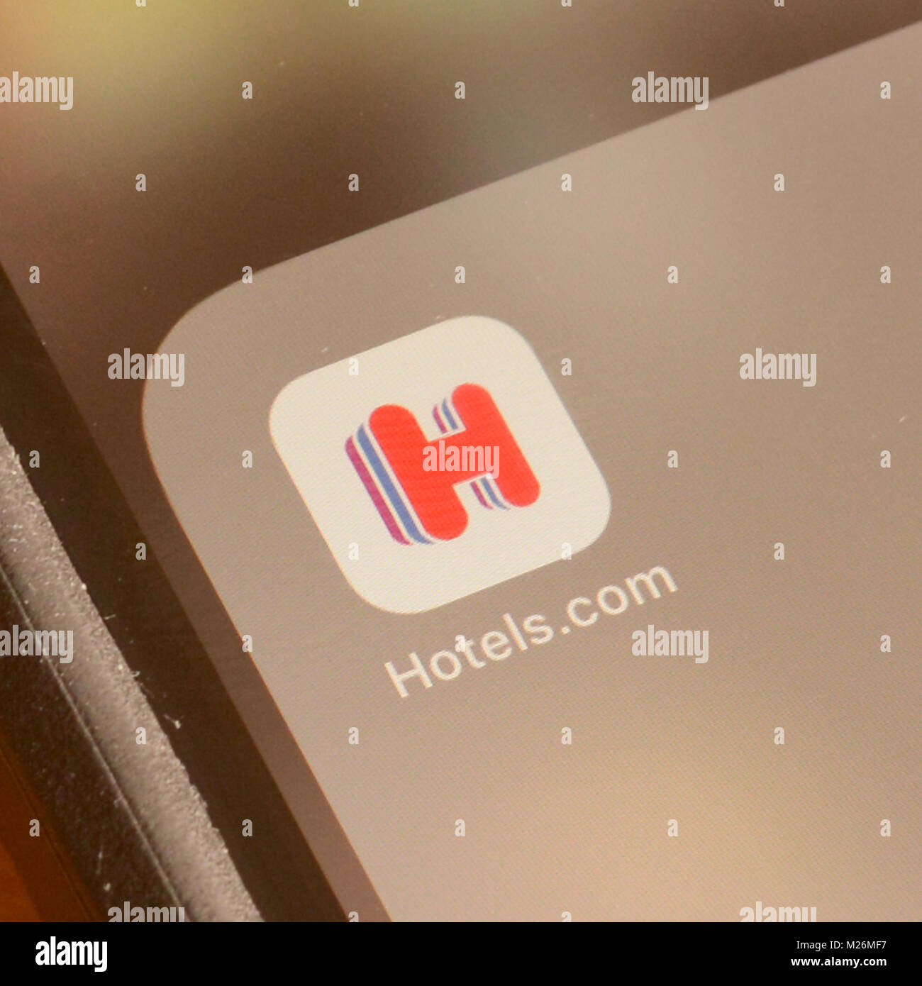 Hotels.com viaggi e hotel prenotazione applicazione su smart schermata telefono Foto Stock